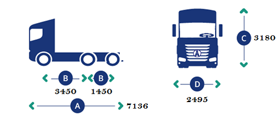 Beiben 2536 tractor trucks dimension