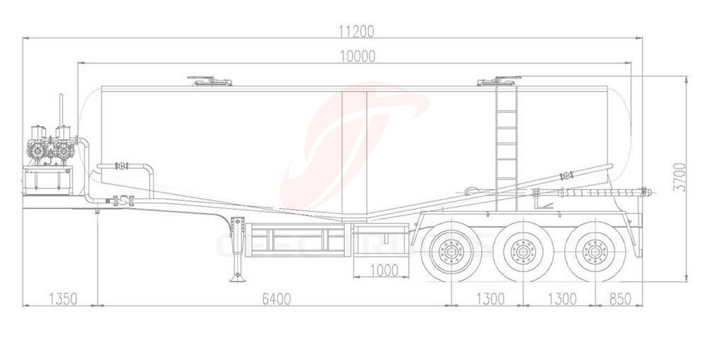 cement tanker truck technical drawing