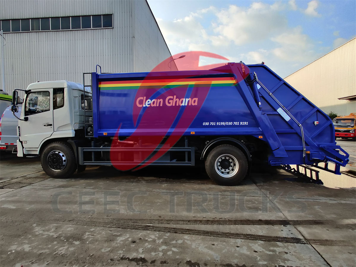 Camion de compression des ordures Dongfeng 14 CBM pour le Ghana
