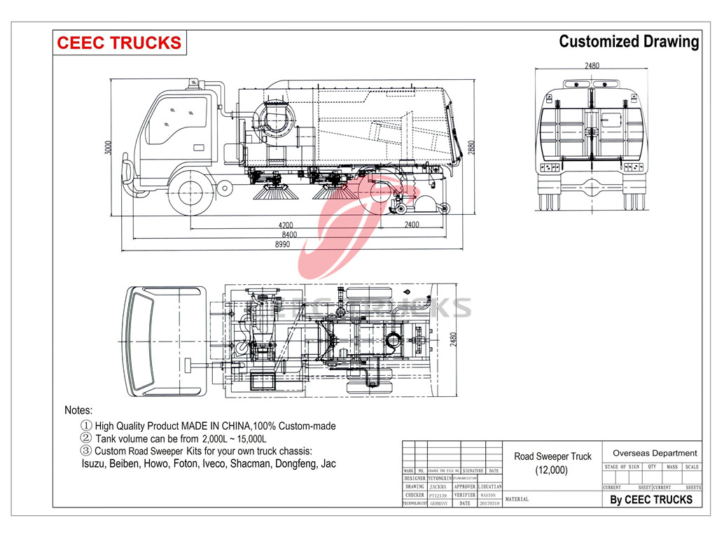 road sweeping truck drawing