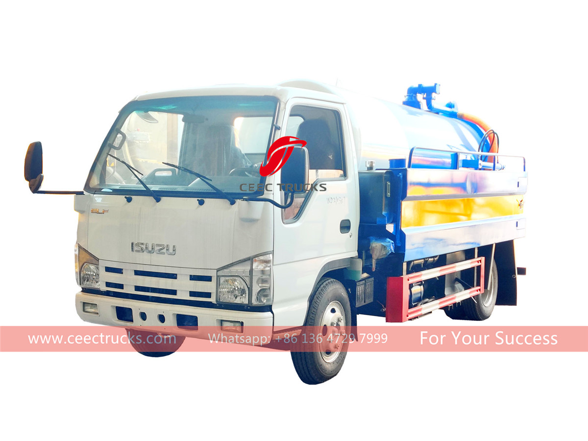 ISUZU 5CBM combined sewage suction jetting truck export to Africa