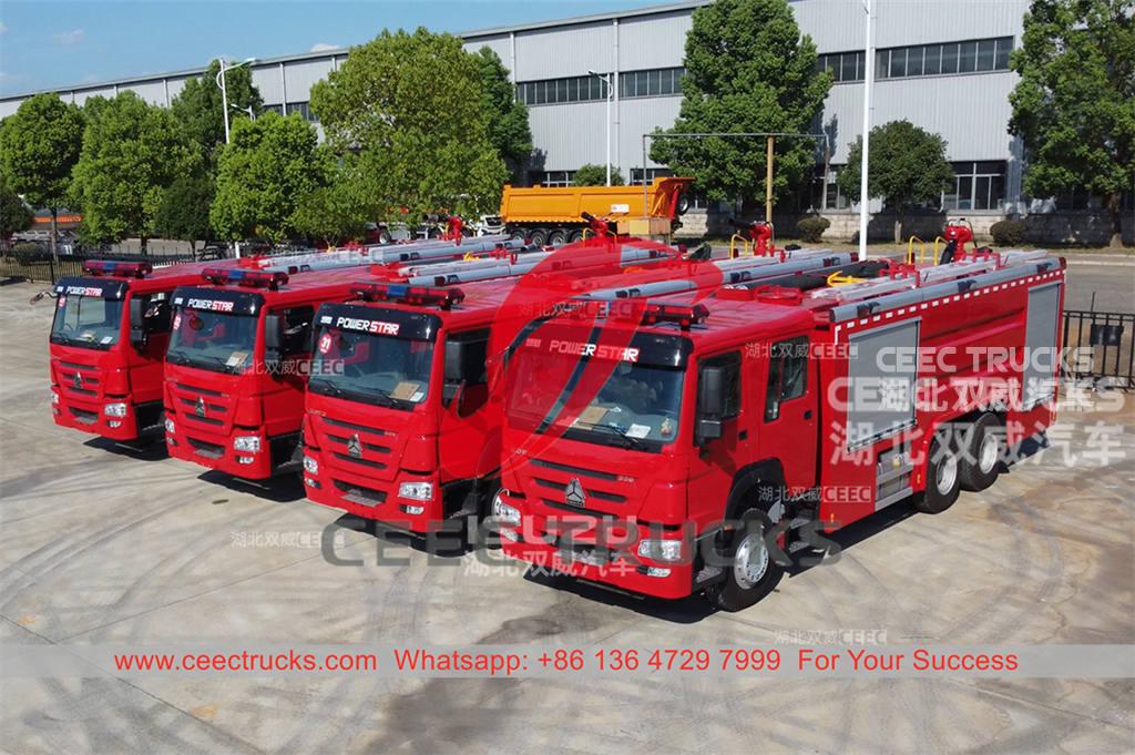 Nouveaux camions de lutte contre l'incendie lourds HOWO 10 roues en vente