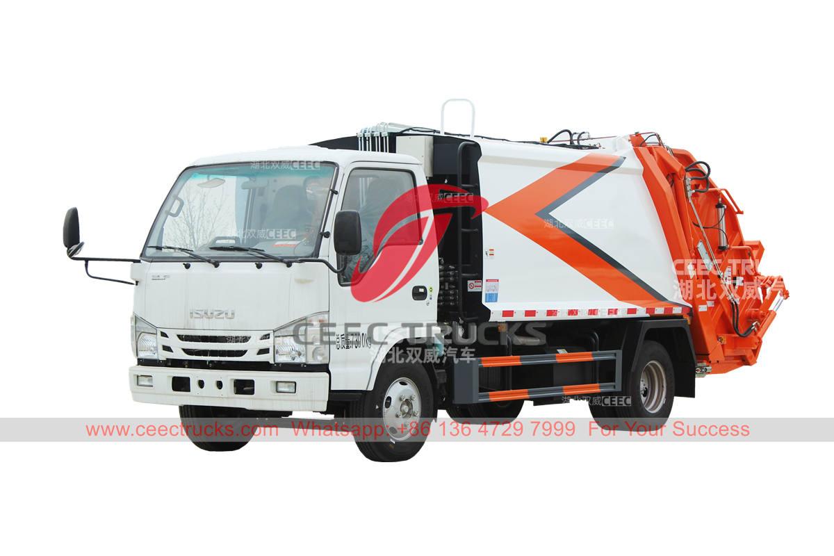 Vente chaude ISUZU 100P 6CBM chargeur arrière camions à ordures à vendre