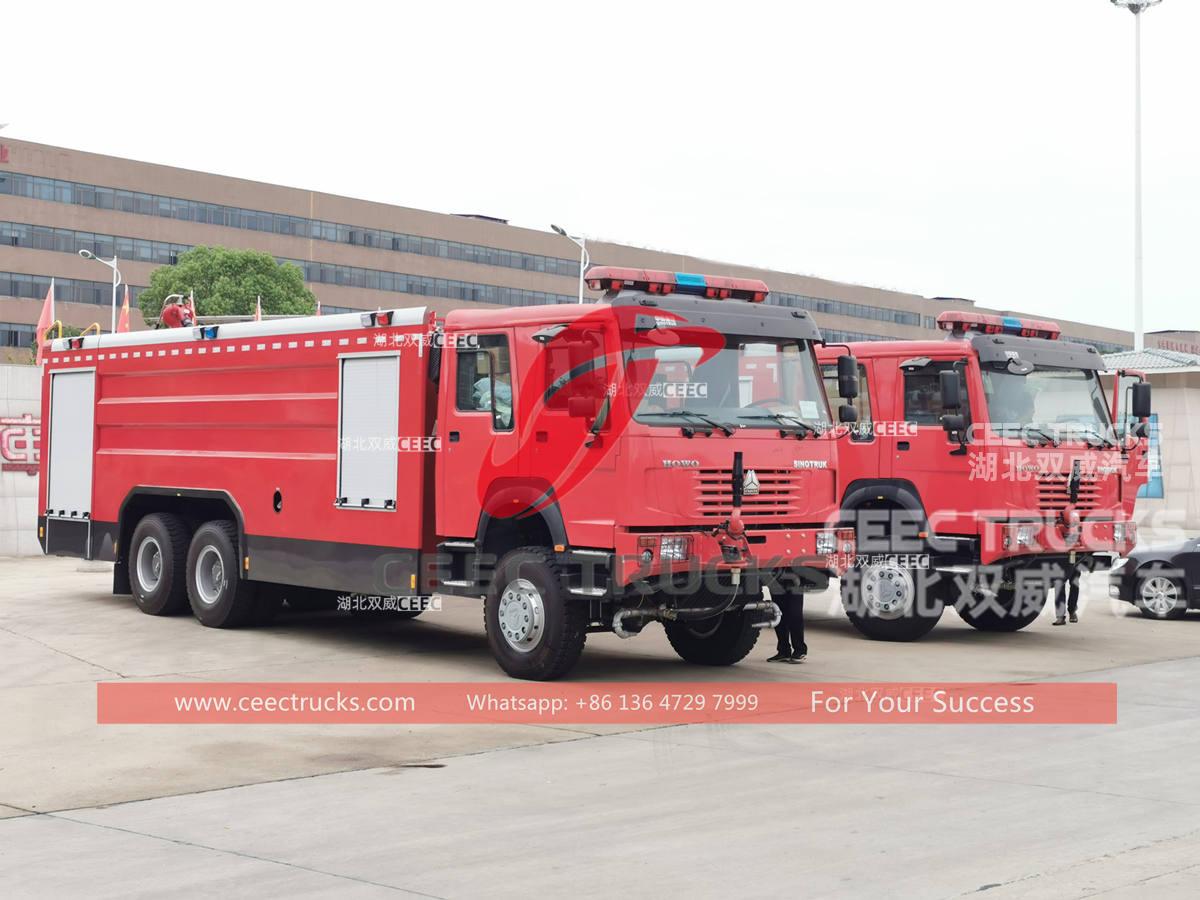 Camions de pompe à incendie tout-terrain HOWO 6 × 6 de bonne qualité pour l'Afrique