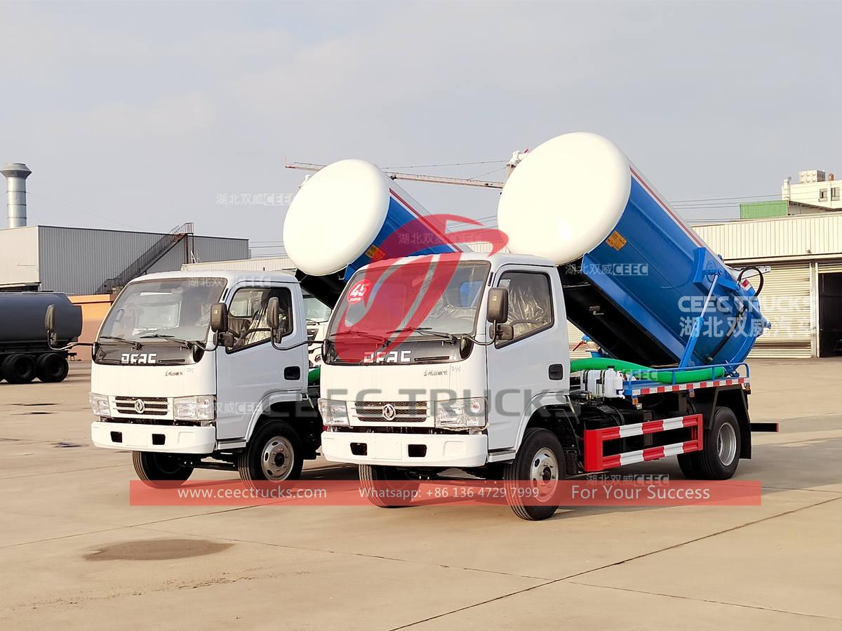 2 unités Dongfeng 5000 litres de camions-citernes d'égout exportés vers la Gambie
