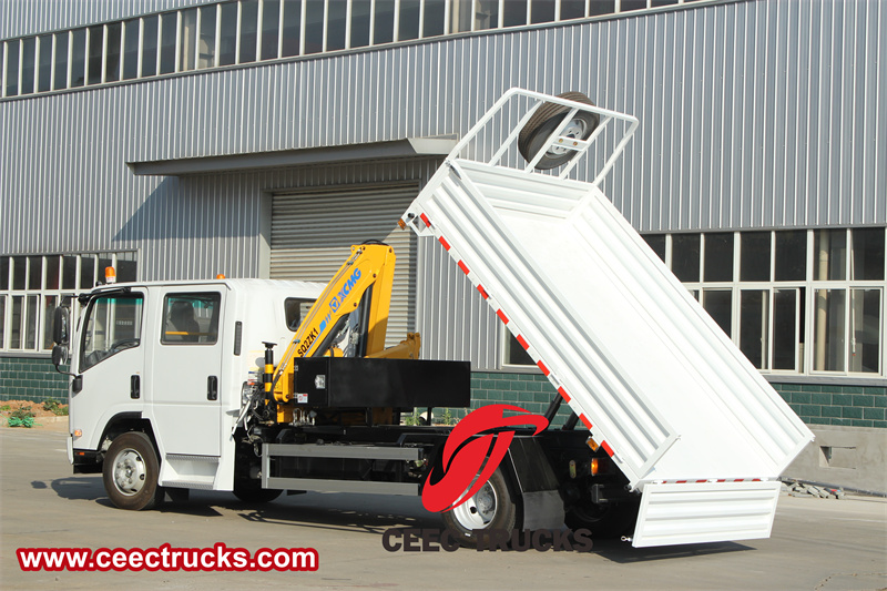 Isuzu lorry truck with 5 T folding crane