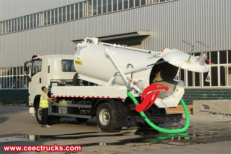 Isuzu FVR PM80A vacuum pump tank truck