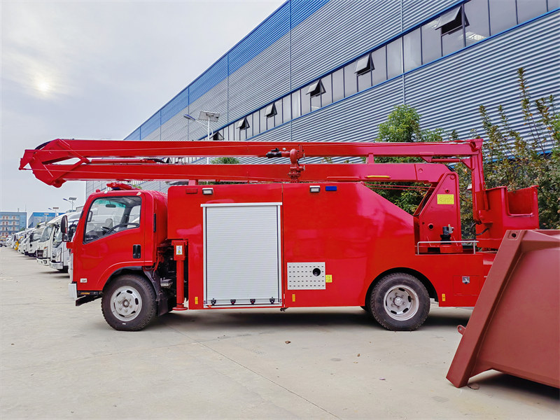 Isuzu fire truck with aerial lift bucket Isuzu fire truck with aerial lift bucket