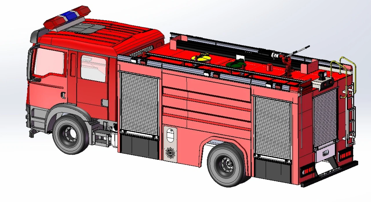 Isuzu fire fighting truck 3D drawing