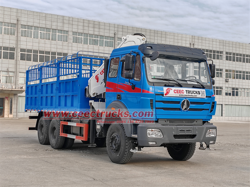 Brand new Beiben 2638 truck with 5tons folding arm crane