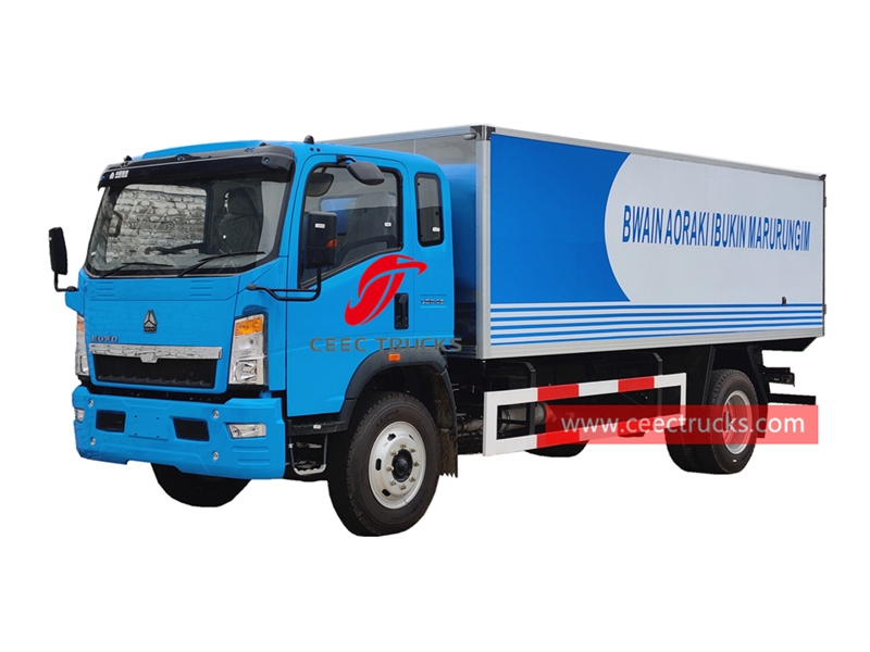 HOWO 4×2 right hand drive van cargo truck