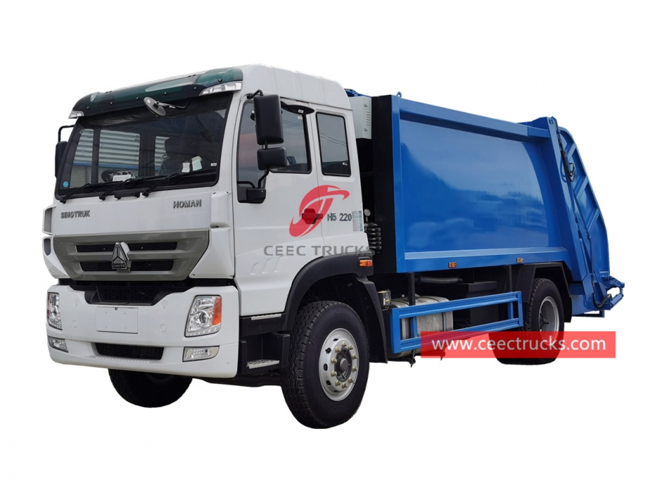 HOWO RHD 12CBM waste compactor truck for export