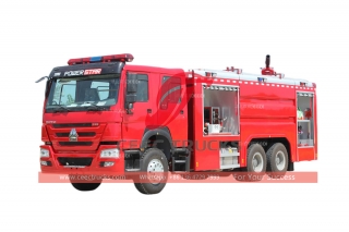 Camion de lutte contre l'incendie combiné à la mousse d'eau et à la poudre sèche HOWO 6 × 4