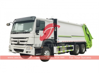 HOWO LHD 290HP 18CBM camion à ordures à chargement arrière en vente