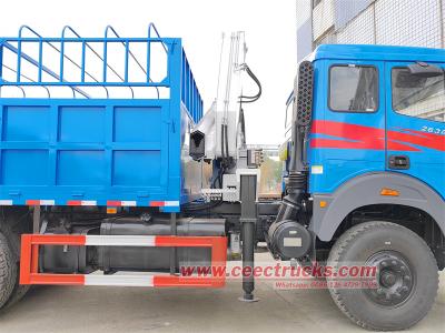 Beiben 6x4 cargo truck with knuckle crane