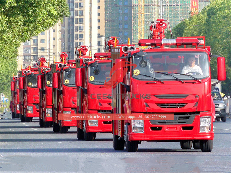 Test de performance de sécurité du camion de pompiers Isuzu