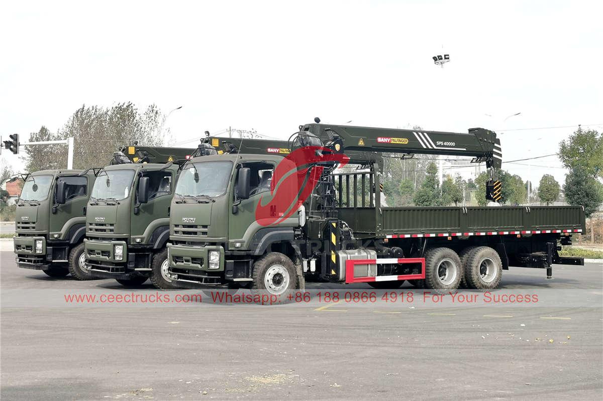 3 camions ISUZU VC46 avec grue Plafinger ont été exportés au Myanmar