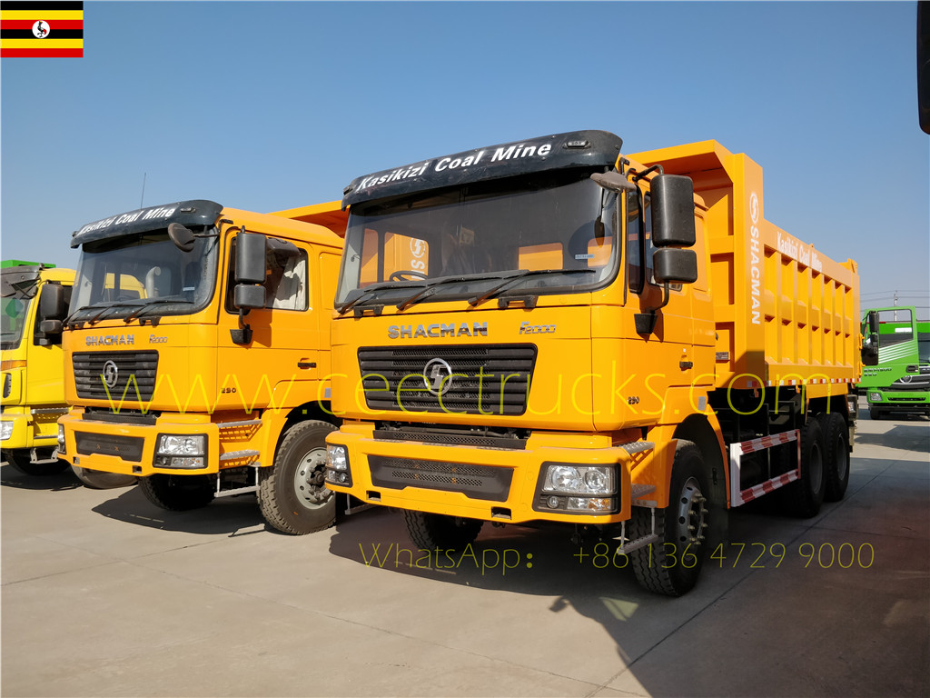 ouganda client acheter 3 unités shacman rhd camions benne