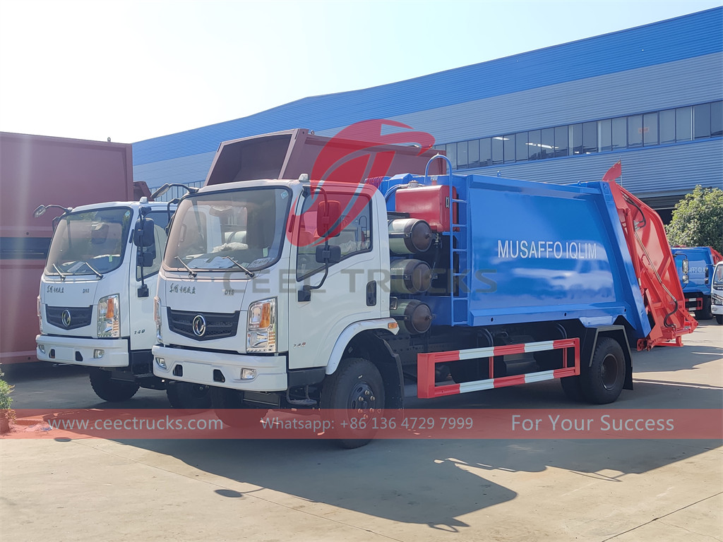 10 unités DONGFENG CNG compacteur de déchets camion 6cbm export Ouzbékistan

