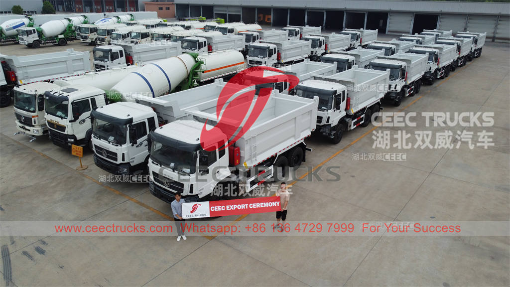 Cambodge - 20 unités de camions à benne basculante lourds Dongfeng 6 × 4 exportés par CEEC TRUCKS
