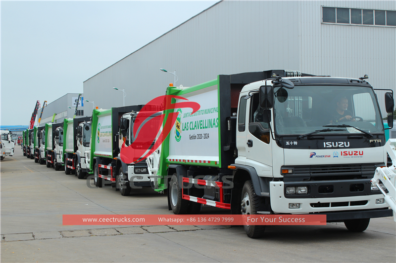 
     Amérique latine - 15 camions compacteurs de déchets ISUZU sont exportés avec succès 
    