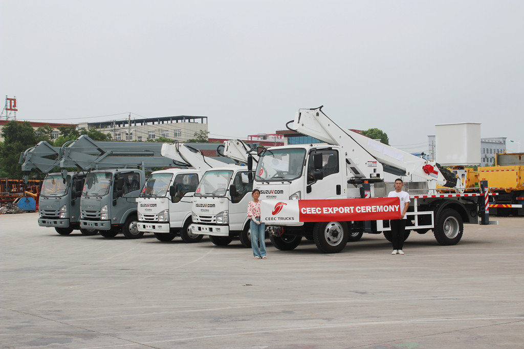 Un client de Djibouti achète 5 unités de camions nacelles élévatrices ISUZU